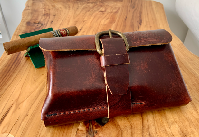 Michael Noelle Leather Cigar Pouch (Dark Brown) approx. U.S. $175