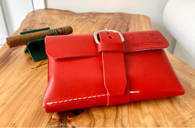 Michael Noelle Leather Cigar Pouch (Red) approx. U.S. $175